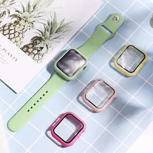 Protetor de tela para apple watch 3d, protetor de tela curva de vidro temperado para iwatch series 7