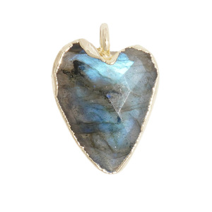 Heart Shaped Natural Stone Pendant Alloy Plated For Jewelry Making DIY Necklace Earring Accessories Spring 2024 Yiwu Origin - Product Image 5