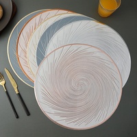Tapis de table circulaire en PVC isolé, fait main, écologique, anti-brûlure, antidérapant, personnalisable pour la maison et l'hôtellerie