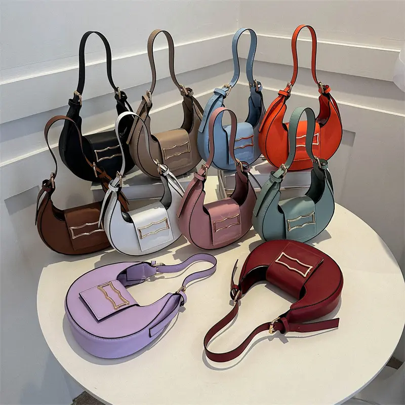 Fashion Leather Woman Purse Handbag Crescent Saddle Bags Crossbody Bag Cute Shoulder Bag For Women