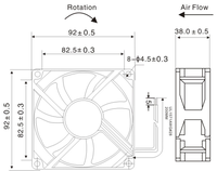 Ventilateur axial DC sans balais 92x92x38mm 9238 avec roulement à billes 12V 24V pour boîtier d'ordinateur, équipement et appareils