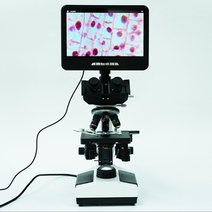 C-107T + LCD trinocular kính hiển vi 1600 phóng đại hai lớp di chuyển nền tảng giảng dạy kính hiển vi sinh học phòng thí nghiệm - Product Image 4