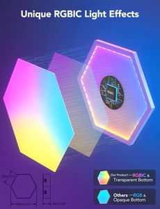 Smart Led Wall Panels with App <b>Control</b> Modern Design White Shade RGB Magic Color Lights for <b>Gaming</b> Room - Product Image 4