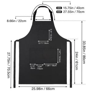 Tablier de cuisine noir uni avec logo personnalisé, pour barista, chef, nettoyage, salon, coiffure, <span class=keywords><strong>coiffeur</strong></span>, barbier, avec poches - Product Image 6