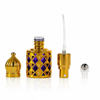 Nouveau flacon de parfum de luxe 10 ml, cylindrique, motif treillis doré, avec applicateur à bille, rechargeable, flacon cadeau avec bouchon à vis offert