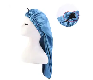 Custom Logo Private Extra Long Long Braid XL Bonnet En Satin Soie Silk Sublimation Bonnets With Button Snap