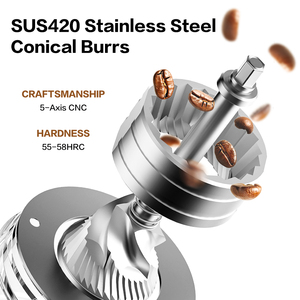 Molinillo de café eléctrico de acero inoxidable con 50 ajustes de molienda para el hogar y cafeterías - Product Image 3