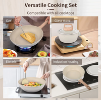 Ensemble de 11 ustensiles de cuisine antiadhésifs en acier au carbone sans PFOA avec couvercles en verre, compatibles lave-vaisselle, pour la maison et la cuisine
