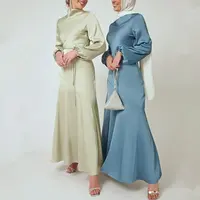 Muslim Eid Satin Maxi Dress for Women, Modest Dresses