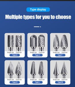 Giá nhà máy Dao mài mòn 1/4 inch 6mm12mm, cán dao cắt kép, đầu mài xoay, đầu mài cacbua vonfram - Product Image 4