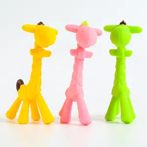 Silicone Teether Baby Molars Stick Baby Cartoon Cute Giraffe Bite Training Gum Toys