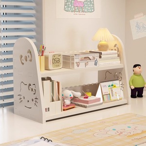 Oumeme – étagère à livres en forme de dessin animé, 2 niveaux, en bois et plastique composite, support de rangement de bureau pour étudiants, dortoir, bureau, organisation du bureau - Product Image 3