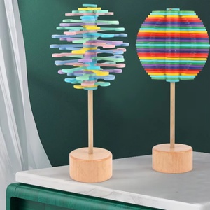 Jouet créatif en bois écologique anti-stress en forme de sucette - Jouet éducatif précoce coloré rotatif et empilable pour jouer - Product Image 2