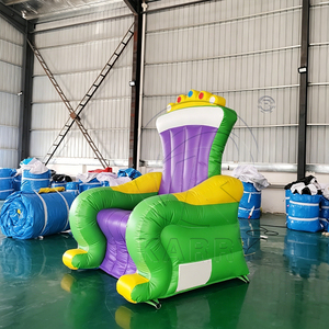 Chaise <span class=keywords><strong>Trône</strong></span> Gonflable Géante Mardi Gras Couleurs Violet et Vert pour Fête, Carnaval, Cabine Photo et Location Commerciale - Product Image 3