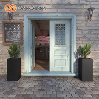 Pot Bunga Persegi Panjang Besar dari Baja Galvanis Modern Hitam/Putih untuk Dekorasi Taman Rumah Merek GNEE Model GN-PR