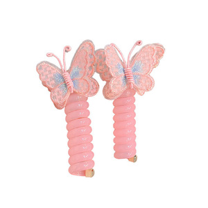 PFT Elastico per <span class=keywords><strong>capelli</strong></span> in plastica per <span class=keywords><strong>bambina</strong></span>, con farfalla ricamata, a spirale, doppio, per <span class=keywords><strong>trecce</strong></span> e fermacoda - Product Image 6