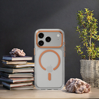 Nouvelle coque transparente antichoc avec protection intégrée contre les chutes, coque de téléphone en PC+TPU premium avec caméra en métal et aimant puissant pour 17 Pro Max