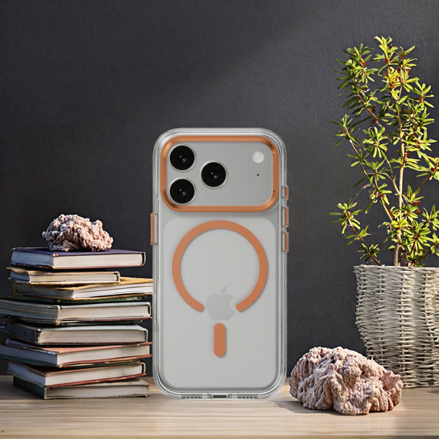 New Clear Shockproof Case Hold Built-in Drop Protection Premium PC+TPU Metal Camera Strong Magnetic Phone Case for 17 Pro Max