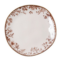 Plat de service vintage français en céramique irrégulière à motifs floraux pour la maison et les restaurants, idéal pour salades, pâtes, desserts, repas, compatible lave-vaisselle et micro-ondes