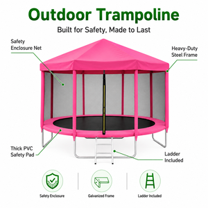 <span class=keywords><strong>Trampoline</strong></span> d'extérieur rose personnalisé avec logo, <span class=keywords><strong>8</strong></span>-15 pieds, avec <span class=keywords><strong>filet</strong></span> de sécurité et tente, capacité de charge de 550 kg, <span class=keywords><strong>trampoline</strong></span> de jardin - Product Image 2