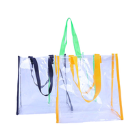 Sac fourre-tout transparent en PVC réutilisable personnalisé, pas cher, avec poignée et motif lettres, idéal pour la plage ou comme sac cadeau