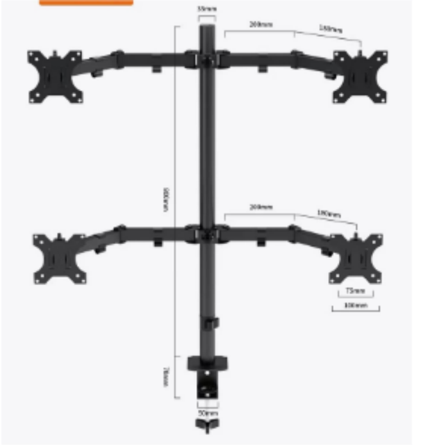 Adjustable 360 Swivel Rotation 90 Tilt 13-27\" TV Monitor Stand Mount Two Steel Arms 13-27\" Motorized TV TV Mounts Carts
