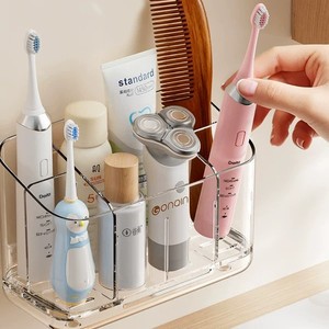 Wall Mounted Toothbrush Holder Rectangle No Drilling Cosmetic Storage Box Bathroom Shelves - Product Image 1
