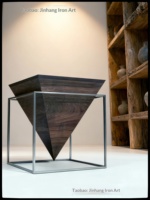 Table basse minimaliste italienne carrée, table d'appoint artistique en acier inoxydable, style mid-century Wabi-sabi, moderne, minimaliste, vintage