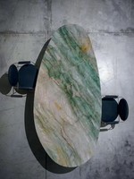Table de salle à manger en quartzite vert poli, dalle de pierre naturelle, comptoir de cuisine, table basse
