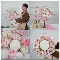 Dekorasi Bunga Meja Altar Pernikahan Hydrangea Campuran Pink Putih 30/40/50/60/70cm, Rangkaian Bunga Buatan