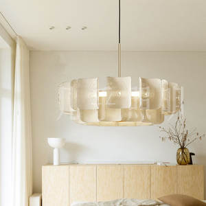 Lustre LED en acrylique réglable en hauteur, style Wabi-sabi, luxe français, pour salon, salle à manger, chambre à coucher - Élégant - Product Image 3