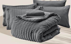 Lit toute saison dans un sac pour chambre à coucher Seersucker Ensemble de literie 7 pièces Ensemble de literie de luxe avec couettes pour la maison - Product Image 4