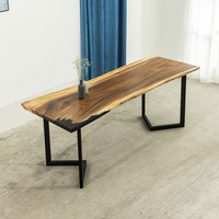 Table de bureau et de salle à manger en bois massif et dessus de table en résine époxy