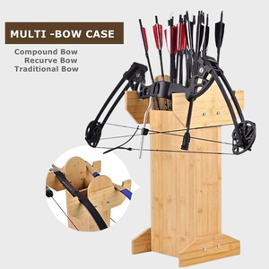 Soporte de suelo de madera de bambú para arco, quiver de tiro con arco, almacenamiento de flechas, soporte tradicional para arco recurvo y compuesto - Product Image 1