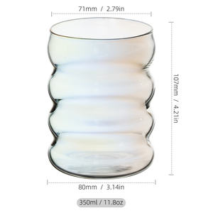 Vaso de Vidrio de Borosilicato Alto con Diseño de Ondas de Colores, Vasos Únicos para Beber, Café Helado, Cerveza Congelada, Vasos de Vino con Relieve - Product Image 5