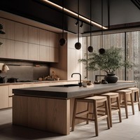 CBMmart Armoire de cuisine de luxe en acrylique de haute qualité avec porte à fermeture amortie, meuble TV flottant avec panier tiroir