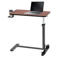 Table de lit réglable en hauteur avec roulettes, porte-gobelet, table mobile en bois pour ordinateur portable, idéale pour chambre à coucher et usage médical/hospitalier