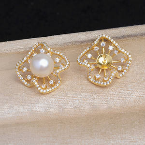 Boucle d'oreille en argent S925, 8-10 mm, accessoire de bijoux en perles DIY, semi-fini, JG6017, support vide, composants de bijoux - Product Image 2