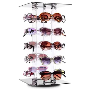 New Arrival Customizable Retail Store Acrylic 20 Frames Sunglasses Display Stand Rotating Acrylic Eyewear Display Stand