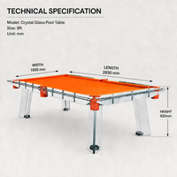 Table de billard de luxe moderne et personnalisable en acier inoxydable et en verre de 7 pieds 8 pieds Tables de billard