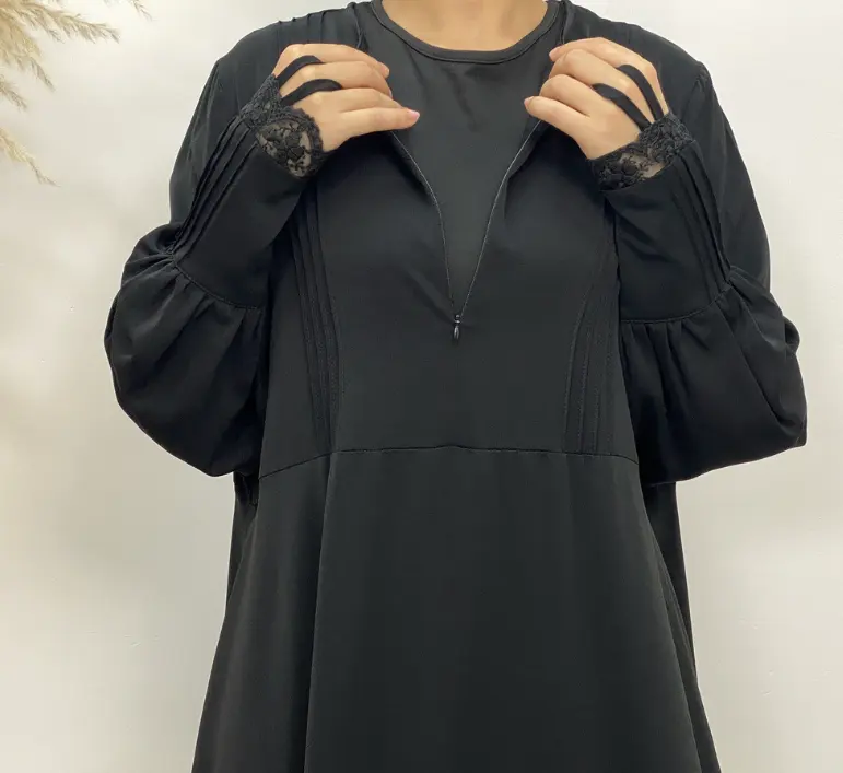 Современное Ближневосточное платье из Дубая, Турецкая кружева, с длинным рукавом, скромный кафтан, исламское платье, традиционная мусульманская одежда