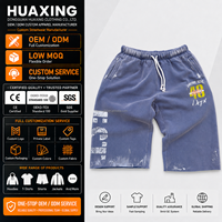 Shorts amples Y2K pour hommes, en molleton épais délavé, motif graphique, coupe large, style streetwear grunge, vente en gros, personnalisable, OEM