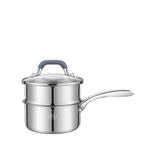 Casserole à lait Pennyson à double paroi en acier inoxydable <span class=keywords><strong>argenté</strong></span> 16 cm, antiadhésive, facile à nettoyer, compatible gaz et induction, avec couvercle en verre - Product Image 5