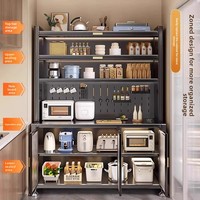 Buffet de cuisine autoportant en quartz style crème, avec étagères multifonctionnelles et rangement multi-niveaux pour la maison