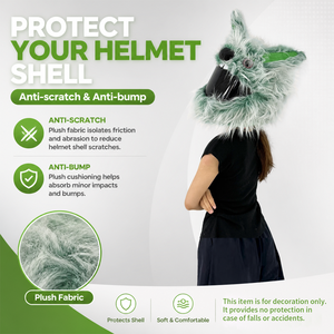 Housse de casque de moto amusante en peluche verte en forme de lapin, housse de casque intégral en peluche, décoration pour casque de moto - Product Image 3