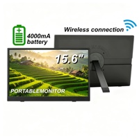 Moniteur portable sans fil de 15,6 pouces avec batterie intégrée de 4000 mAh, écran externe de voyage pour ordinateur portable et téléphone