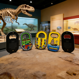 แม่เหล็กติดตู้เย็นลายไดโนเสาร์เคลือบอีพ็อกซี่เมทัลลิกแบบกำหนดเอง ของที่ระลึกจากพิพิธภัณฑ์ พร้อมที่เปิดขวด - Product Image 4