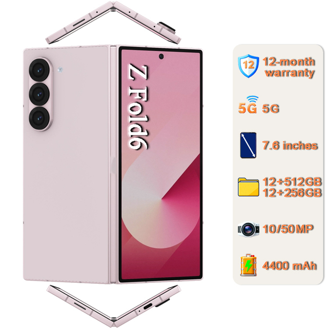 Unlocked 100% Original Mobile Phones Z Fold6 256GB [50MP Camera] [7.6 Inches] Foldable 5G Smartphone Z Fold6 A+ Quality