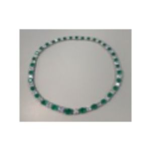 À la mode Luxueux Émeraude Blanc A5 Zircon Tennis Tai Argent Rhodium Plaqué Fine Jewelry Collier Unisexe - Product Image 1