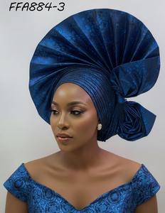 Gele nigérian, foulard africain, turban <span class=keywords><strong>Aso</strong></span> Oke, foulard nigérian, foulard africain <span class=keywords><strong>Aso</strong></span> Ebi à large bord - Product Image 3